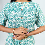 Baby blue floral cotton short dress