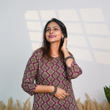 Violet round neck cotton kurti