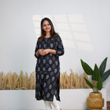 Black and white cotton kurti