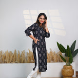Black and white cotton kurti