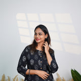Black and white cotton kurti