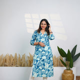 Cerulean blue cotton kurti