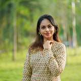 Beige angrakha style long dress