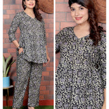 Black angrakha floral co-ord set