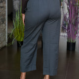Cotton straight pants with tie