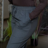 Cotton straight pants with tie