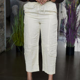 Cotton straight pants with tie