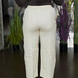 Cotton straight pants with tie