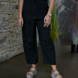 Cotton straight pants with tie