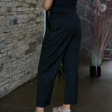 Cotton straight pants with tie