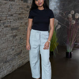 Cotton straight pants with tie