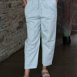 Cotton straight pants with tie