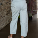 Cotton straight pants with tie
