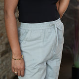 Cotton straight pants with tie