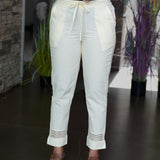 Cotton parallel pants with tie