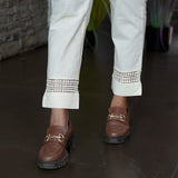 Cotton parallel pants with tie