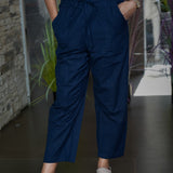Cotton straight pants with tie