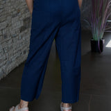 Cotton straight pants with tie