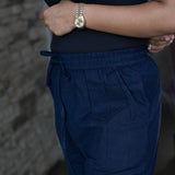 Cotton straight pants with tie