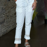 Cotton parallel pants with tie