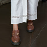 Cotton laced pants with tie
