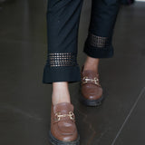 Cotton parallel pants with tie