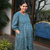 Sea green geometric maternity nursing wear