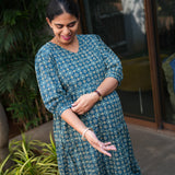 Sea green geometric maternity nursing wear