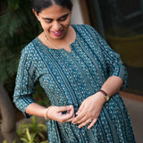Sea green geometric maternity nursing wear