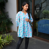 Light blue peplum cotton short kurti