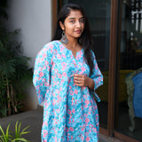 Light blue peplum cotton short kurti