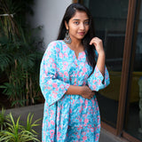 Light blue peplum cotton short kurti