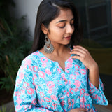 Light blue peplum cotton short kurti