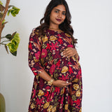 Violet floral maternity nursing wear