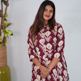Maroon geometric long gown