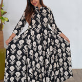 Black geometric long gown