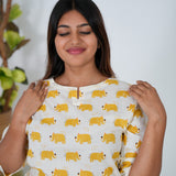 Yellow elephant cotton lounge-sleep wear