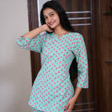 Turquoise cotton lounge-sleep wear