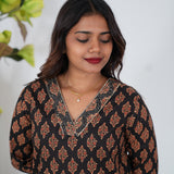 Black ajrakh cotton kurti