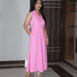 Bubble gum pink cotton shirt dress(attached sleeves)