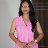 Bubble gum pink cotton shirt dress(attached sleeves)