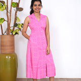 Barbie pink cotton shirt dress(attached sleeves)