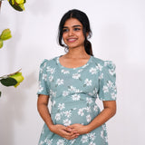Sea green dahlia maternity nursing wear