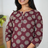 Maroon butta cotton kurti