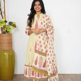 Off white and green cotton suit set