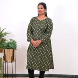 Hunter green plus cotton kurti
