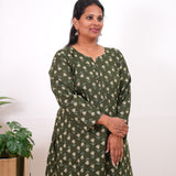 Hunter green plus cotton kurti