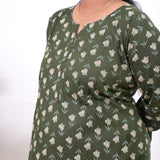 Hunter green plus cotton kurti