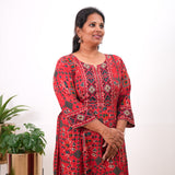 Red ajrakh plus long gown