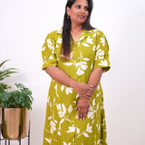 Lime green plus cotton shirt dress